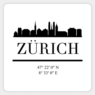 ZURICH SWITZERLAND BLACK SILHOUETTE SKYLINE ART Sticker